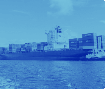 Side View of Container Ship in port